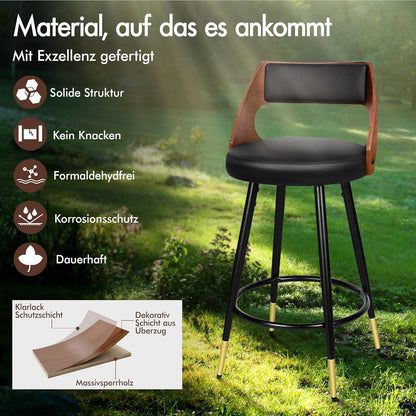 Barhocker Set 2x, Schwenkbar, 65cm Sitzhöhe, Schwarz