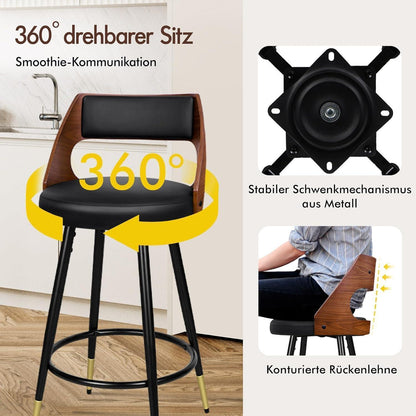 Barhocker Set 2 –, 65cm Höhe in Lederoptik