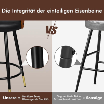 Barhocker Set 2 –, 65cm Höhe in Lederoptik