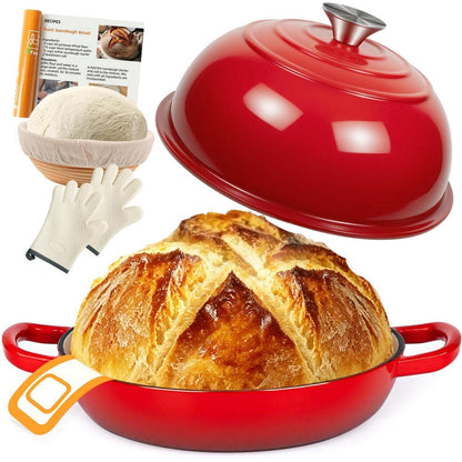 Gusseisen Dutch Oven 5,7L - Perfekt zum Sauerteig Brot Backen