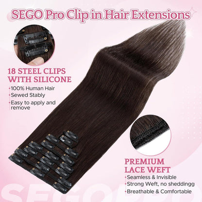 Remy Clip-in Echthaarverlängerung Dunkelbraun 45cm (70g)