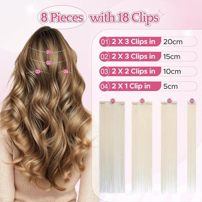 Remy Clip-in Echthaarverlängerung 40cm, 70# Blond Weiß