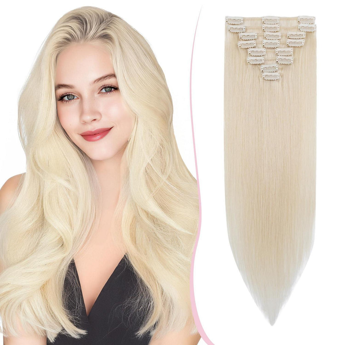 Remy Clip-in Echthaarverlängerung 35cm, 70# Blond Weiß