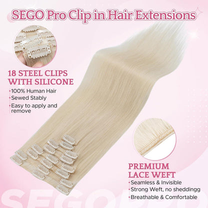 50cm Remy Echthaar Clip-in Verlängerung 70# Blond Weiß