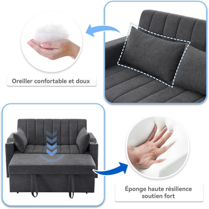2-Sitzer Schlafsofa mit Getränkehaltern & verstellbarer Rückenlehne