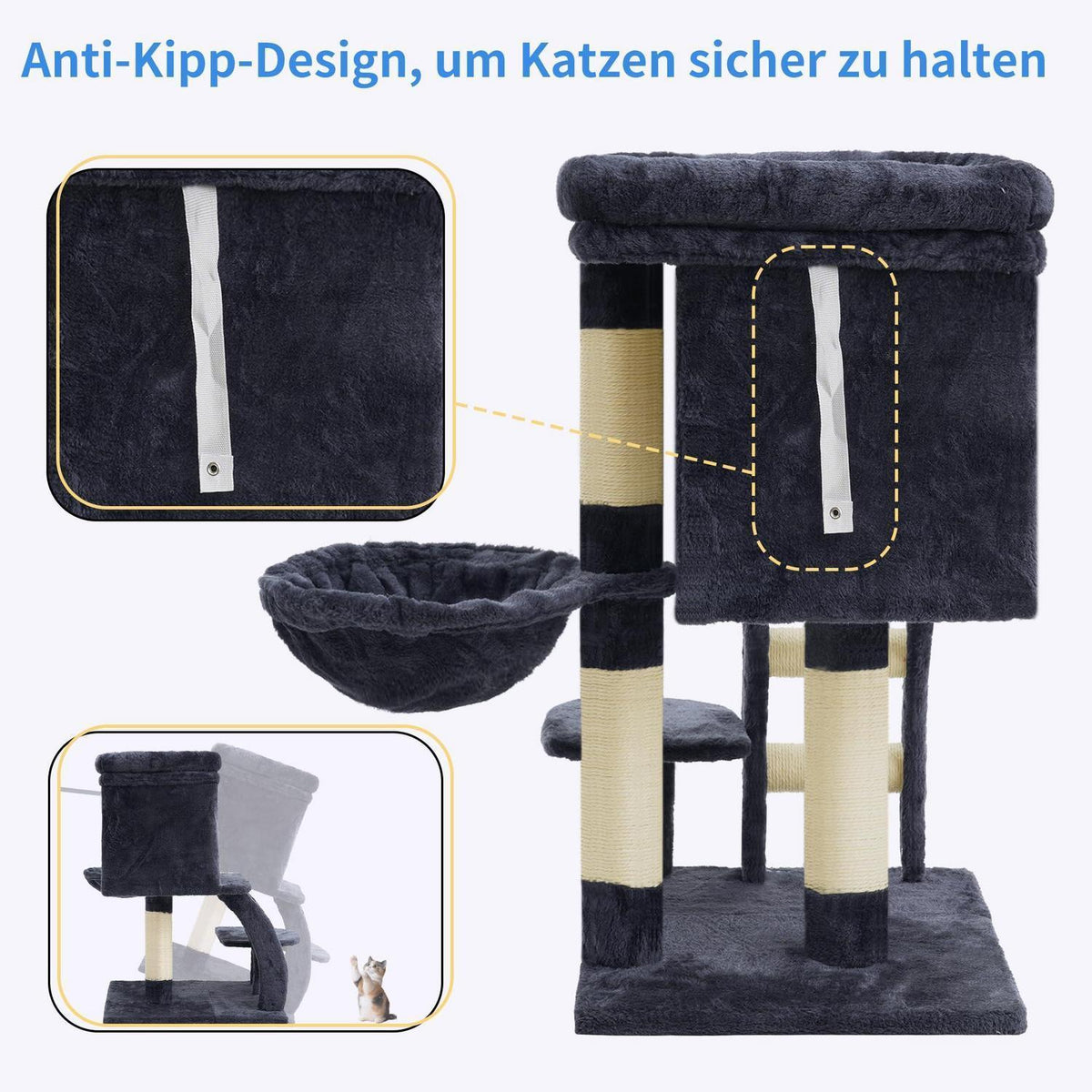 Kratzbaum Katzenbaum 75cm mit Höhle & Hängematte