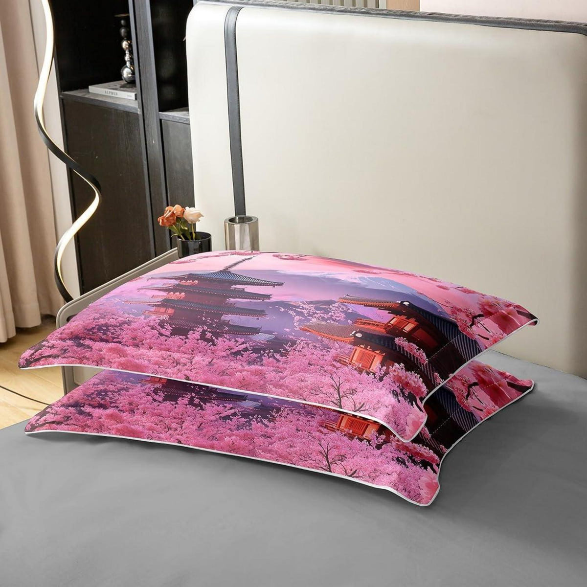 100% Baumwolle Bettwäsche Set Japanischer Stil Kirschblüten Rosa
