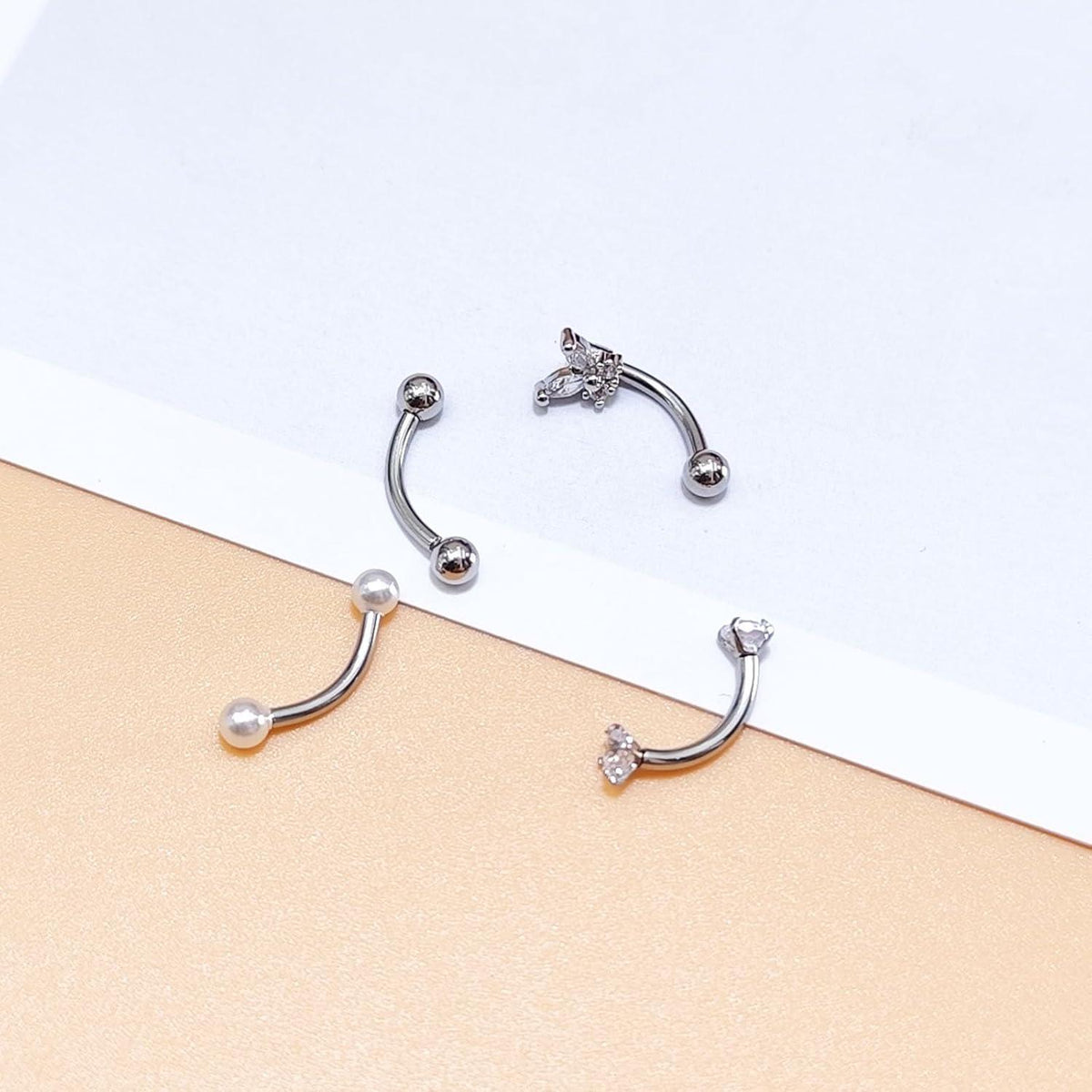 Curved Barbell Piercing Augenbrauen Lippe Helix Rook Daith 8mm Chirurgenstahl 1,2mm 4 Stück