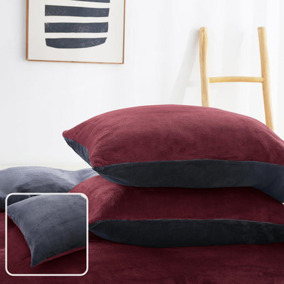 Winter Flanell Bettwäsche Set 200x200cm - Rot Bordeaux