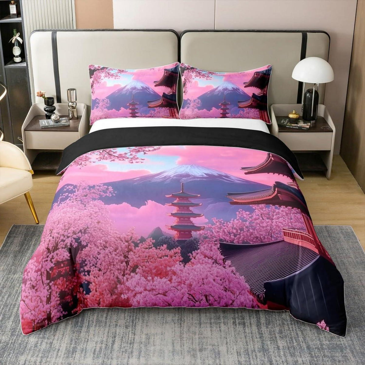 Baumwoll Bettbezug Kirschblüten Japan Stil 135x200 Kinder