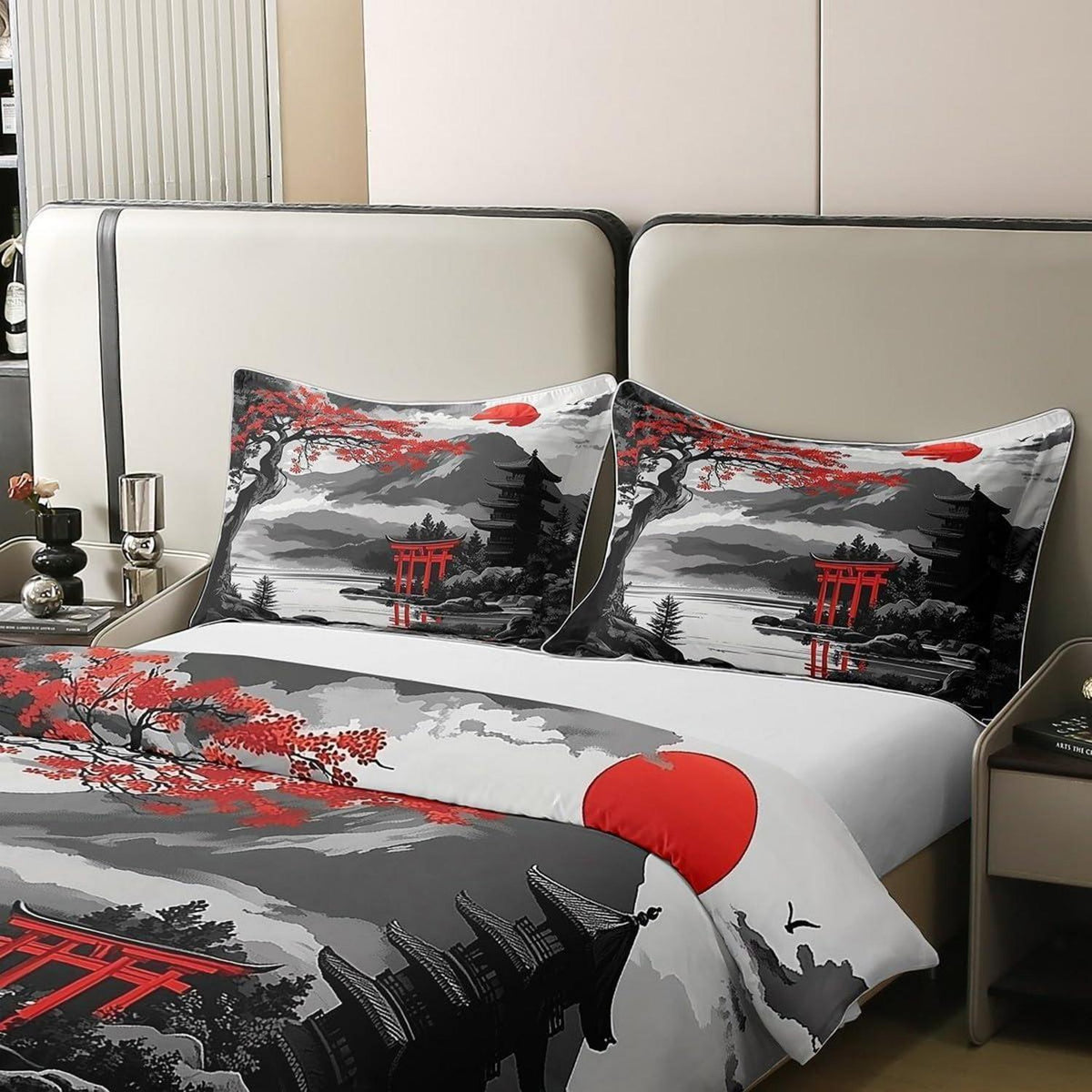 100% Baumwoll Bettbezug Set Japanischer Stil Kirschblüten