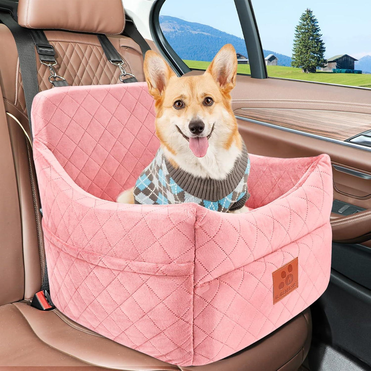 Hunde-Autositz gepolstert – Rosa, für kleine/mittelgroße Hunde