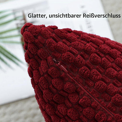 Cord Kissenbezug 40x60cm Burgund - 3D Bubble Boho Deko