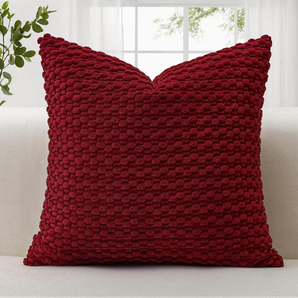 Cord Kissenbezug 45x45cm Burgund - 3D Bubble Boho Deko