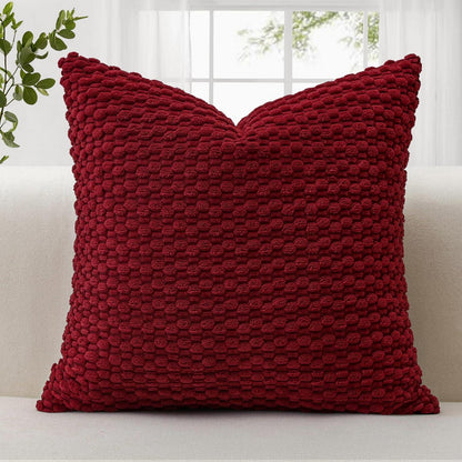 Cord Kissenbezug 45x45cm Burgund - 3D Bubble Boho Deko