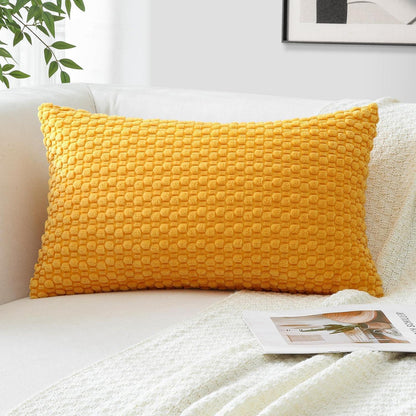 Cord Kissenbezug 30x50 cm Gelb – Boho Deko Kissenhülle
