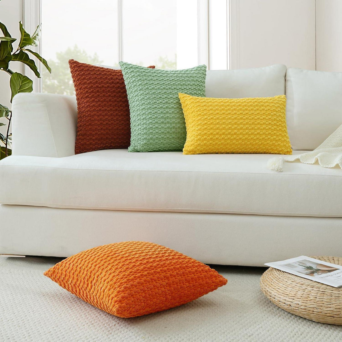 Cord Kissenbezug 30x50 cm Gelb – Boho Deko Kissenhülle