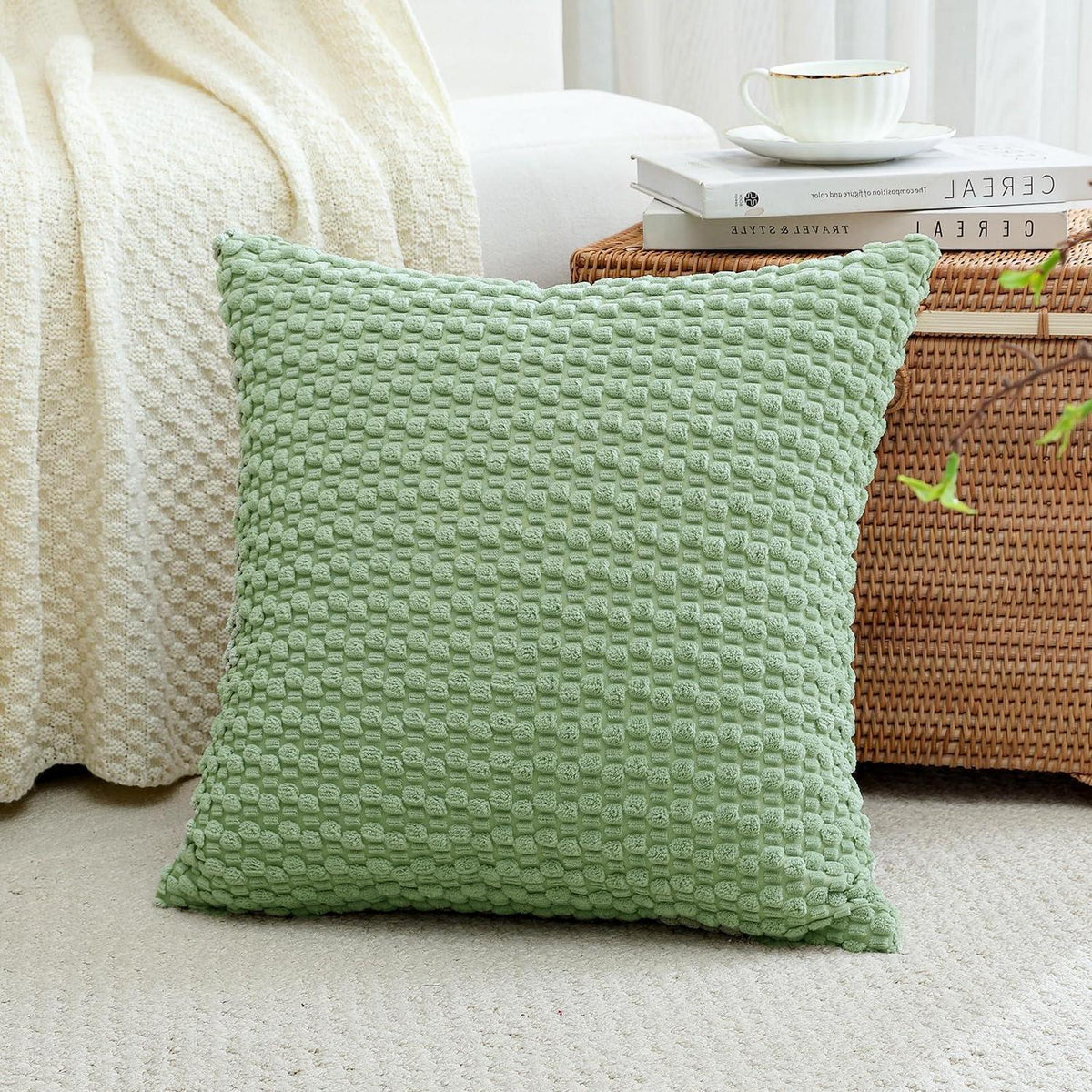 Cord Kissenbezug 60x60 cm – Boho Grün