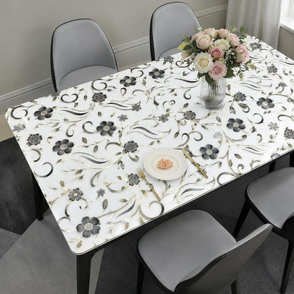 Tischfolie Transparent Blumenmuster 100x180 cm – Rutschfest & Kratzfest