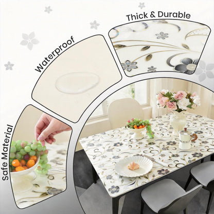 Tischfolie Transparent Blumenmuster 100x180 cm – Rutschfest & Kratzfest