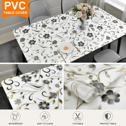 Tischfolie Transparent Blumenmuster 100x180 cm – Rutschfest & Kratzfest