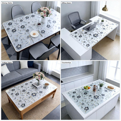 Tischfolie Transparent Blumenmuster 90x200 cm – Rutschfest & Kratzfest
