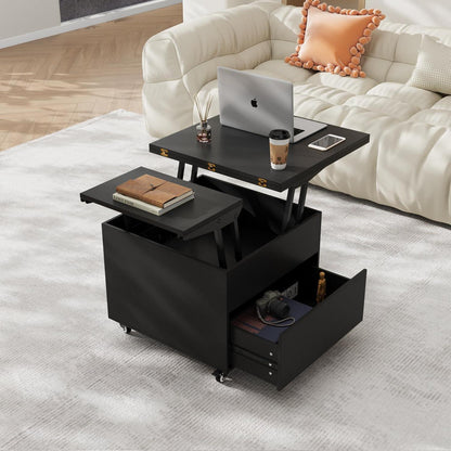 Höhenverstellbarer Couchtisch 120x60cm – Schwarz & Multifunktional
