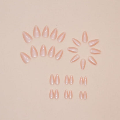 Kurze Mandel Press On Nails – Glitzerndes Hellrosa Set