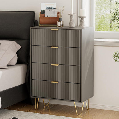 Moderne Kommode mit 4 Schubladen & Goldbeinen – Grau