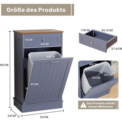 Küchenkommode mit Mülleimer 37L & Schublade (Blau)