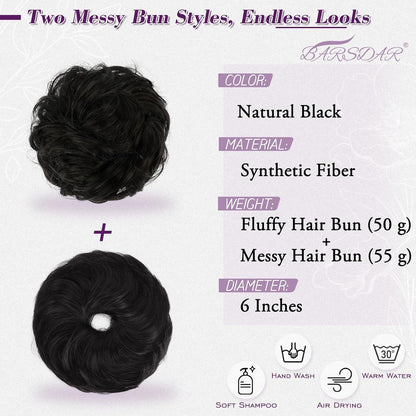 2x Messy Bun Haarteil – Natürlicher Dutt für Volumen & Style