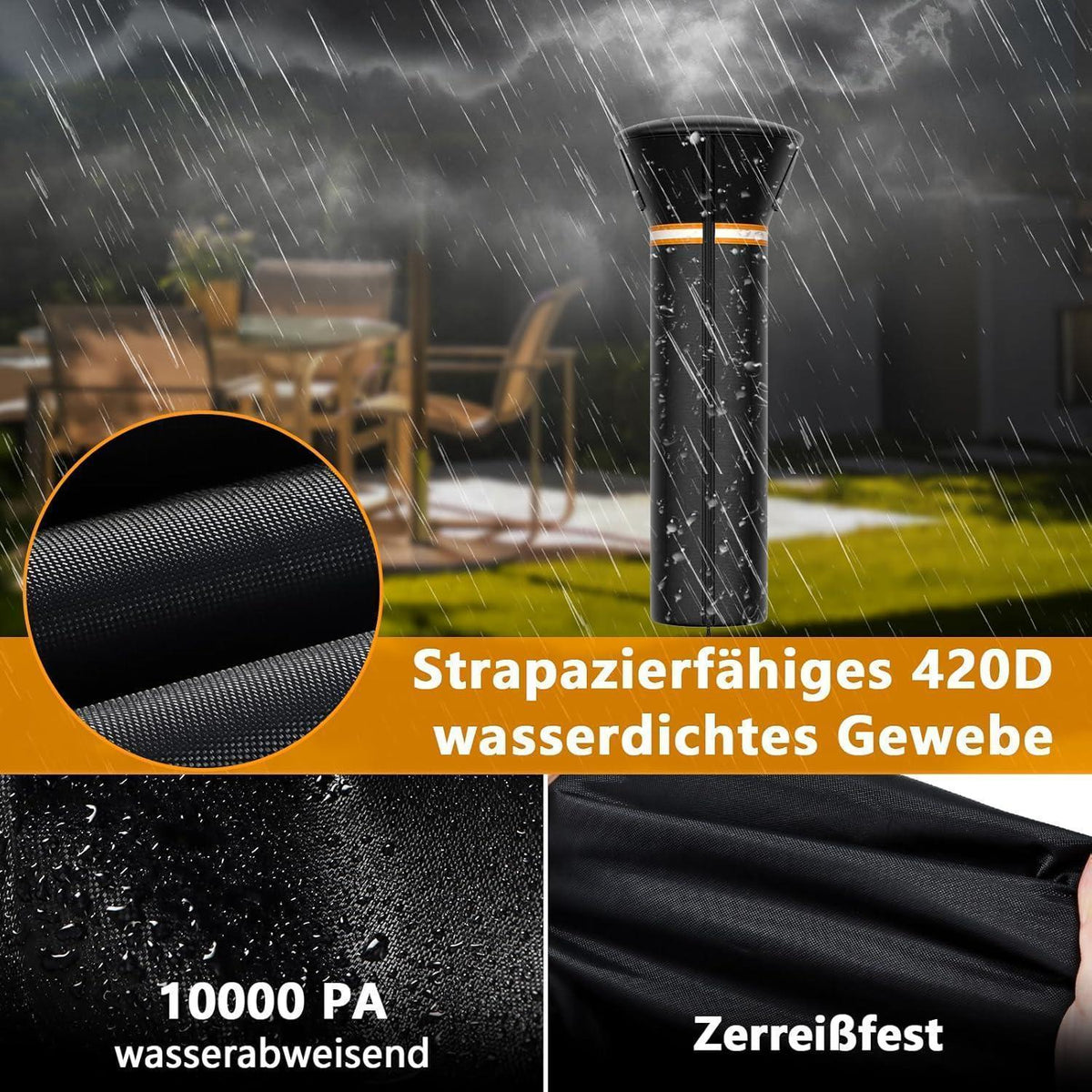 Terrassenheizer Abdeckung mit Reißverschluss – Wasserdicht & Winddicht
