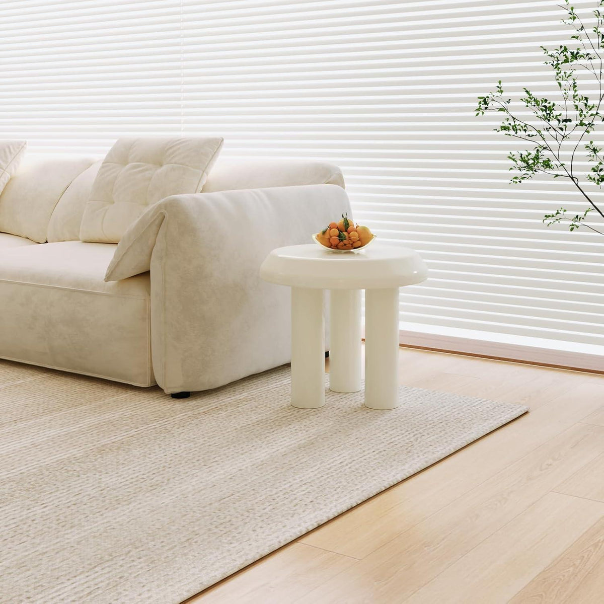Moderner Beistelltisch rund – Weißer Couchtisch mit 3 Beinen