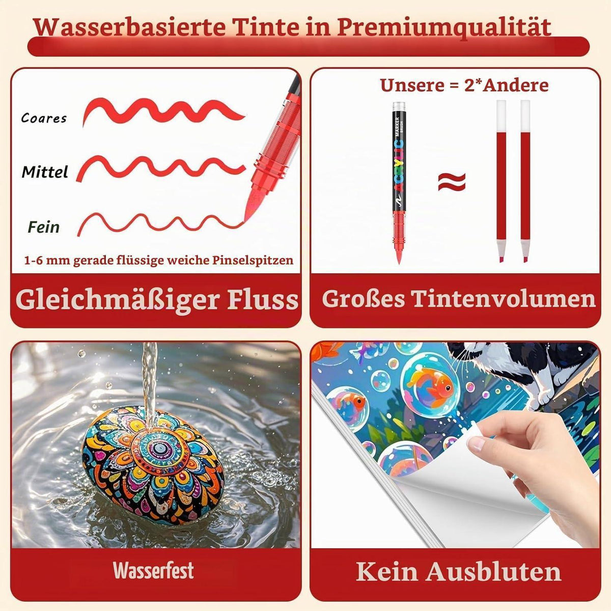 Acrylstifte Set 240 Farben | Pinselspitze | Zum Bemalen & Zeichnen