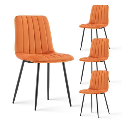 Samt Esszimmerstühle 4er Set – Orange, Gepolstert & Stabil