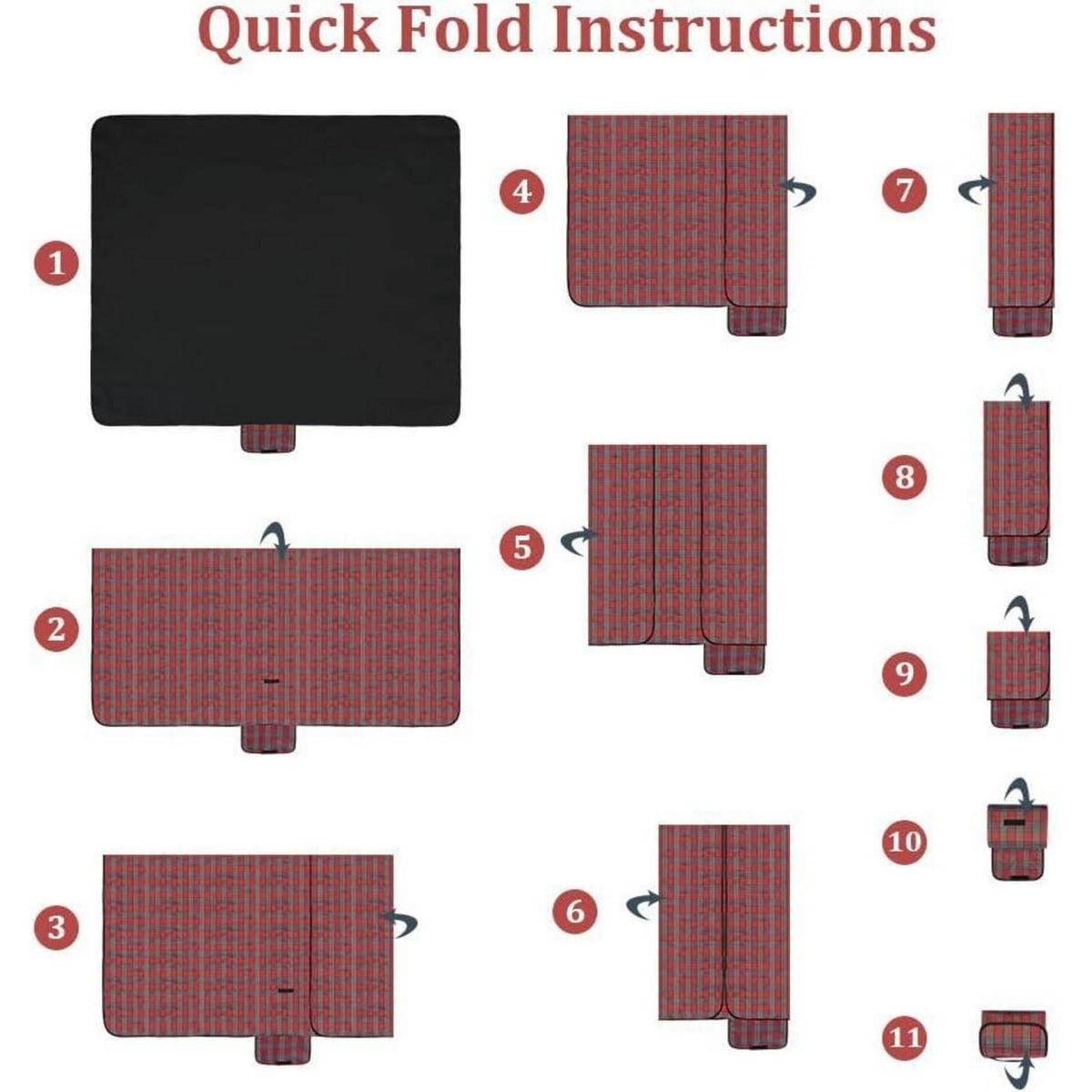 Wasserdichte Picknickdecke 200x200cm – Rot Streifen