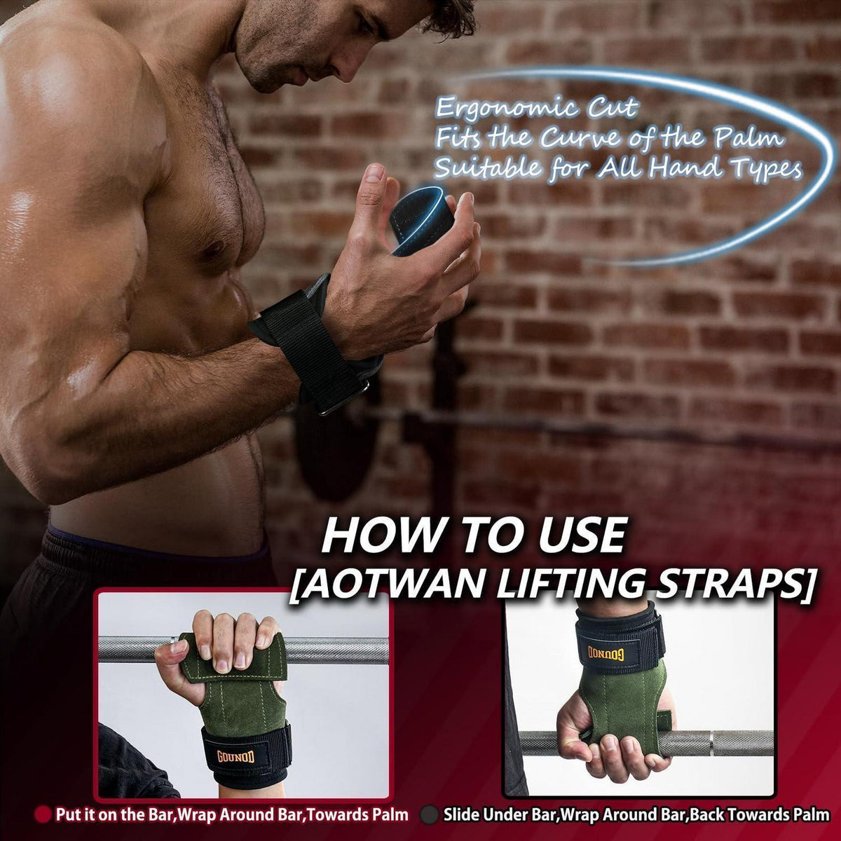 Krafttraining Zughilfen aus Leder für Fitness & Bodybuilding