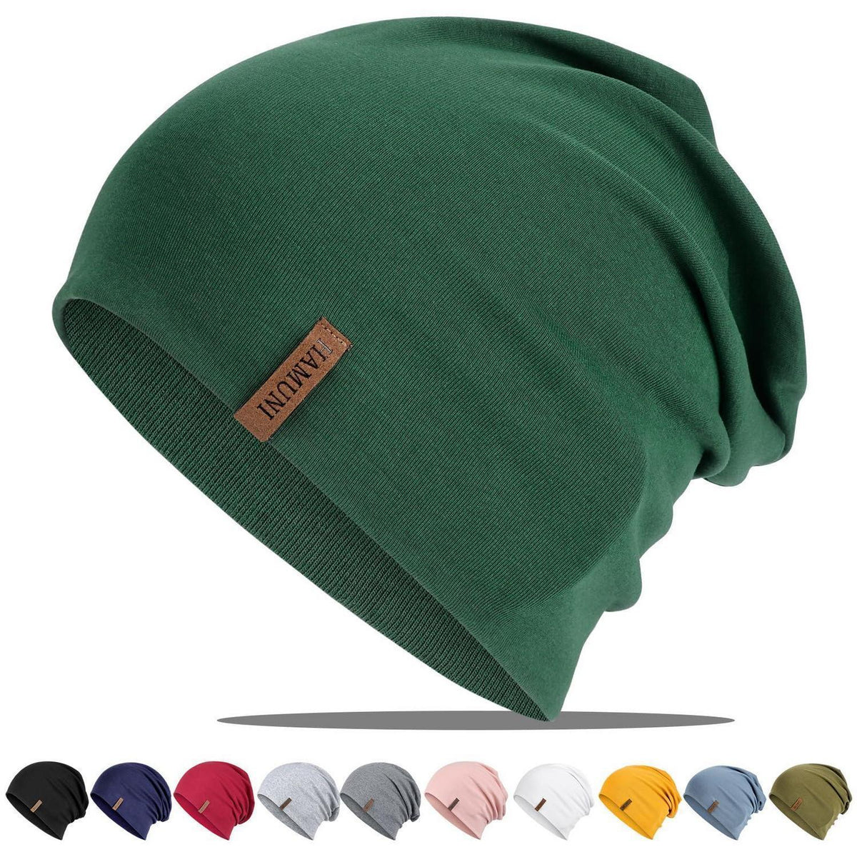 Baumwoll Beanie Mütze Damen Herren – Dunkelgrün, Atmungsaktiv & Vielseitig