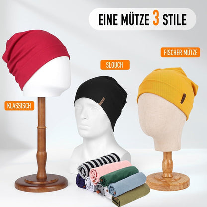 Baumwoll Beanie Mütze Damen Herren – Dunkelgrün, Atmungsaktiv & Vielseitig