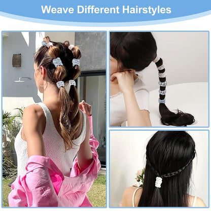 15 Blaue Haargummis Damen, Scrunchies, Geflochten, Haarschutz