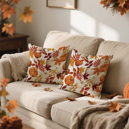 Herbst Kissenbezug 45x45 Kürbis & Blätter 2er Set
