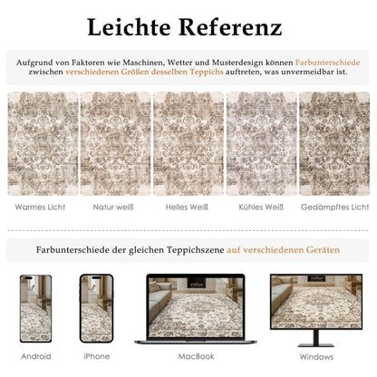 Vintage Teppich Braun 300x400cm – Waschbarer Wohnzimmerteppich