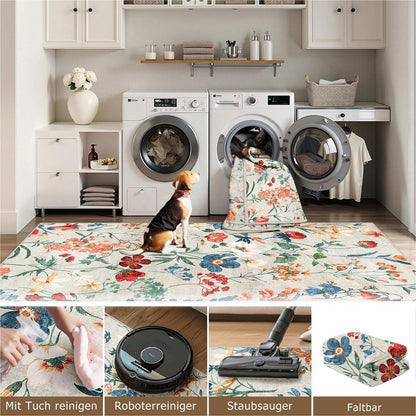 Läufer Flur Teppich 80x300cm Beige Waschbar – Rutschfest & Modern
