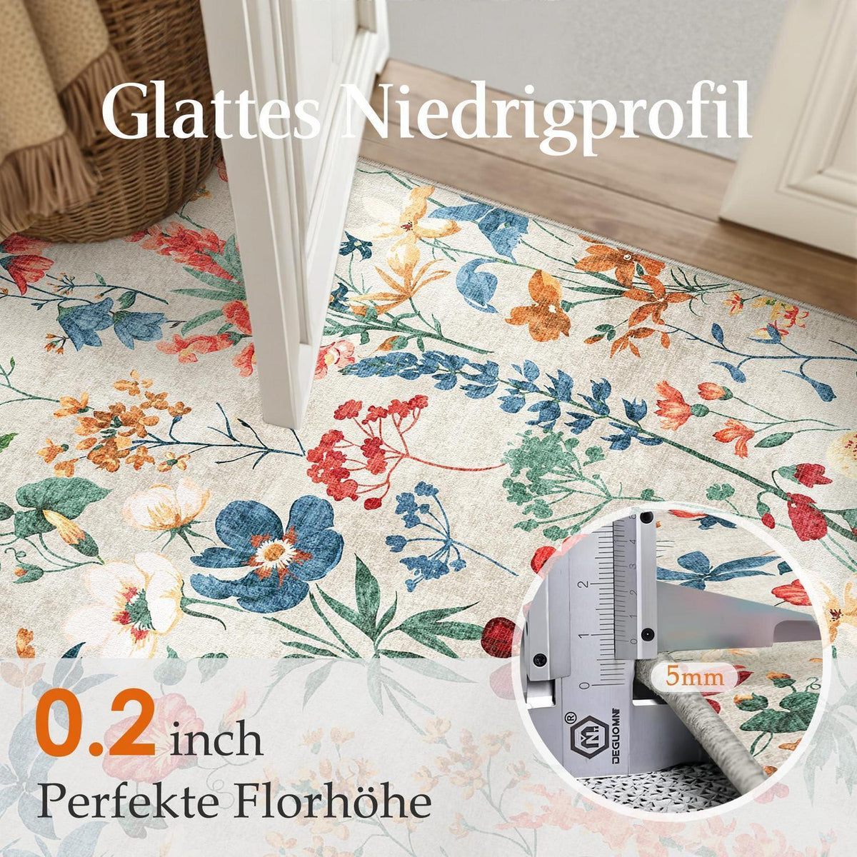 Läufer Flur Teppich 80x300cm Beige Waschbar – Rutschfest & Modern