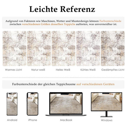 Beiger Grau Teppich 300x400cm – Waschbar & Rutschfest