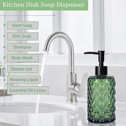 Glas Seifenspender 500ml Wabendesign – Grün mit Trichter