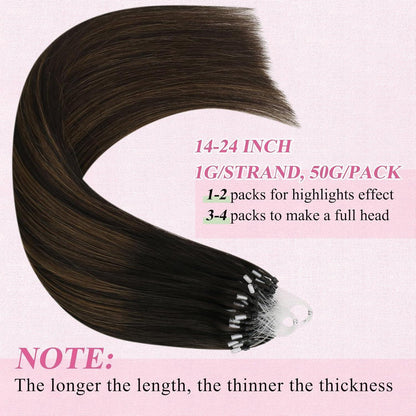 Echthaar Micro Ring Extensions Braun Balayage 55 cm