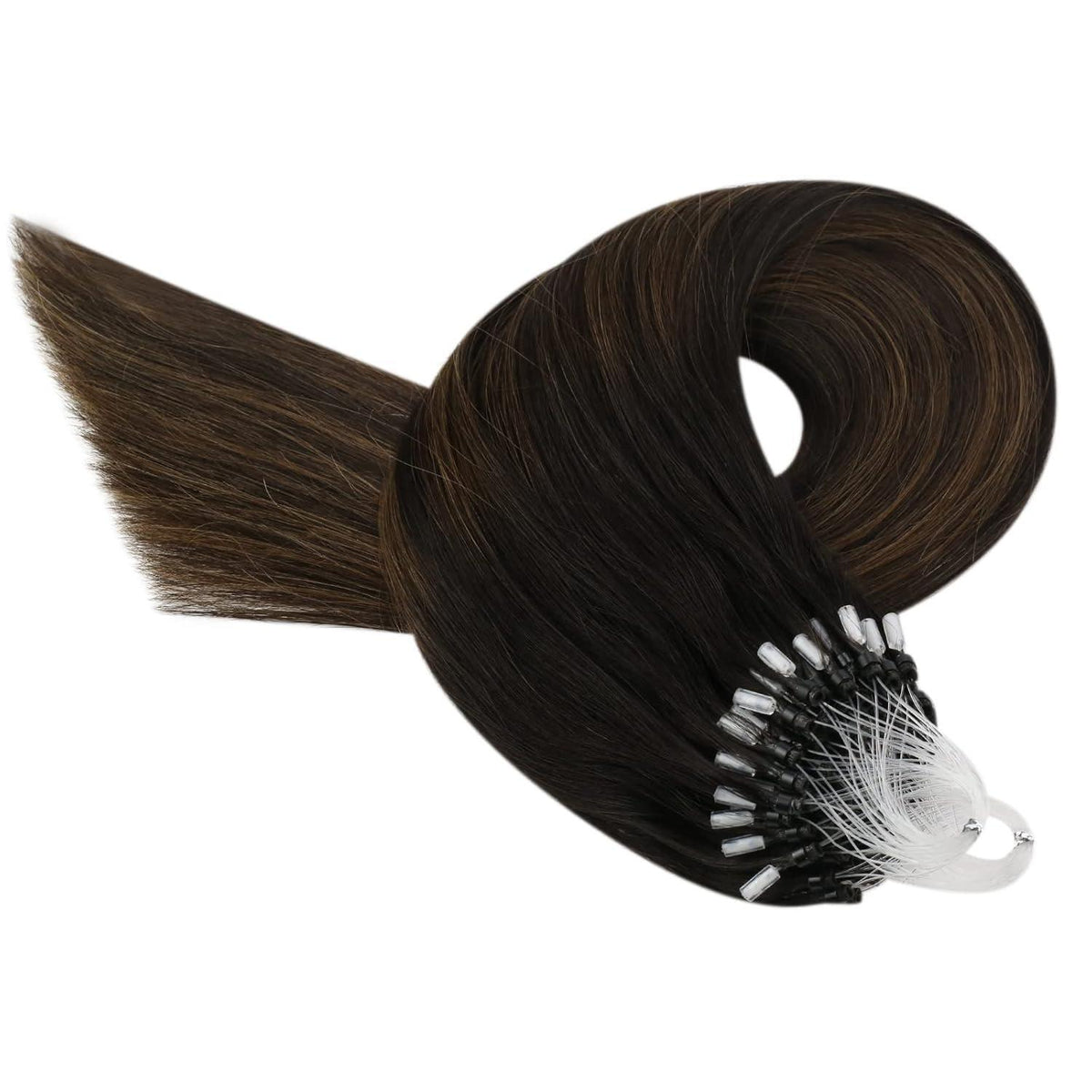 Echthaar Micro Ring Extensions Braun Balayage 55 cm