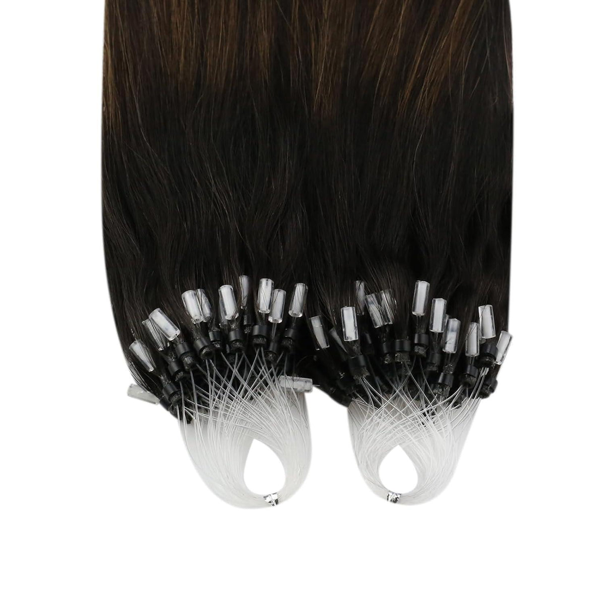Echthaar Micro Ring Extensions Braun Balayage 55 cm