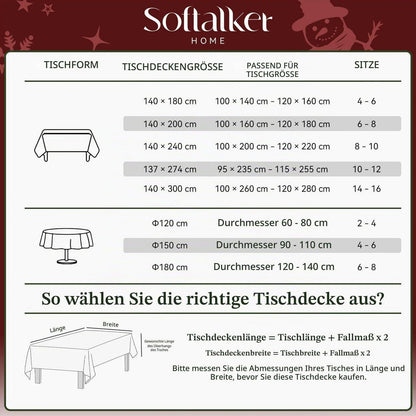Weißes Weihnachtstischdecke 140x240 cm mit Schneeflocken Dekor